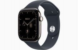 Умные часы Apple Watch Series 12 46 мм, Natural Titanium Case, Navy Blue Sport Band (S/M)