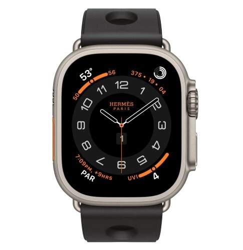 Apple Watch Hermes Ultra 3, 49 мм, Natural Titanium Noir Scub’H Diving