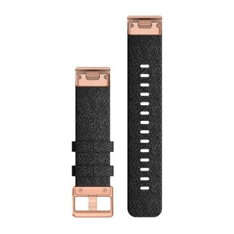 Ремешок Garmin Quickfit 20 Watch Band Heathered Black Nylon with Rose Gold Hardware