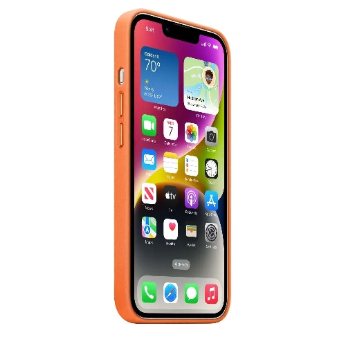 iPhone 14 Leather Case Orange