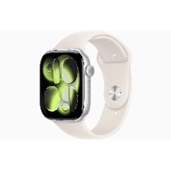 Умные часы Apple Watch Series 11 46 мм, M/L 140–245 мм, Silver Aluminum Case, Starlight Sport Band