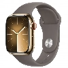 Apple Watch Series 9, 45 мм, корпус из алюминия цвета «золото», спортивный ремешок цвета «серый», размер M/L