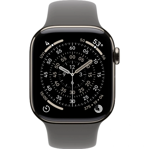 Apple Watch Series 11 42 мм, S/M 140–190 мм, Natural Aluminum Case, Stone Gray Sport Band