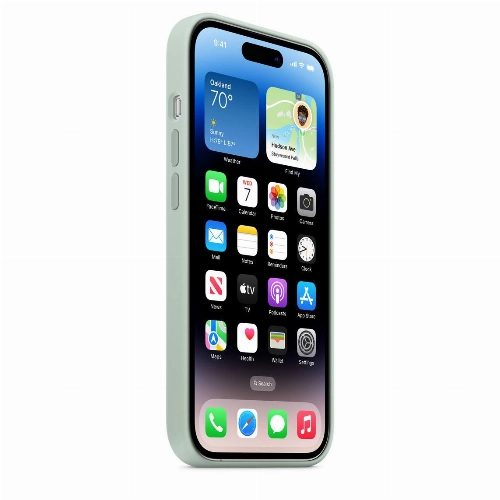 iPhone 14 Pro Max Silicon Case, Succulent, зеленый