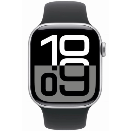 Умные часы Apple Watch Series 10 42 мм, S/M 130–200 мм, Silver Aluminum Case, Black Sport Band