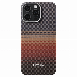 Чехол 16 Pro Max Pitaka Tactile Woven case, Sunset, коричневый