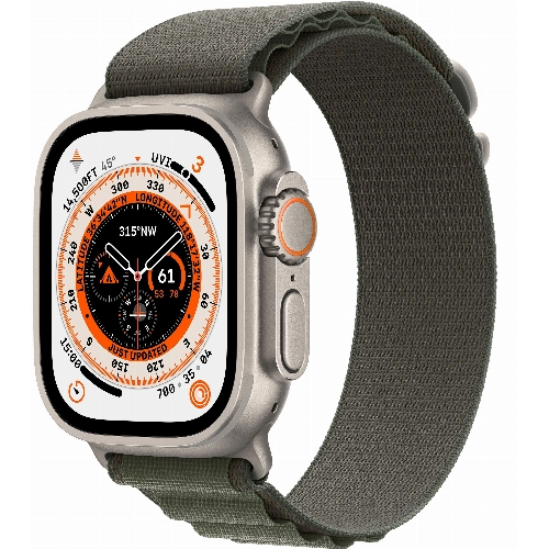 Apple Watch Ultra GPS + Cellular, 49 мм, корпус из титана, ремешок Alpine зеленого цвета, размер M