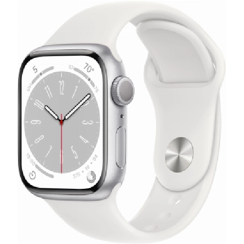 Умные часы Apple Watch Series 8 45 мм Silver Aluminium Case with Silver Sport Band, размер S/M