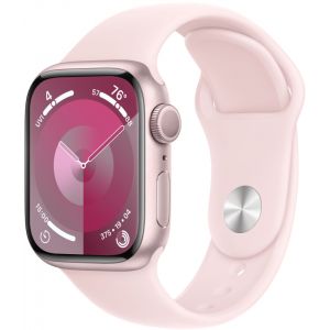 Apple Watch Series 9, 41 мм, корпус из алюминия розового цвета, спортивный ремешок нежно-розового цвета, размер S/M