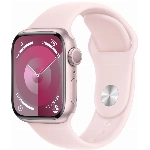 Apple Watch Series 9, 45 мм, корпус из алюминия розового цвета, спортивный ремешок нежно-розового цвета, размер M/L