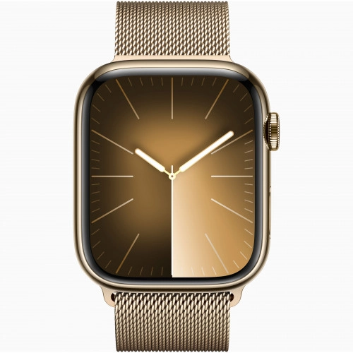 Apple Watch Series 9, 41 мм, стальные золотого цвета, миланский сетчатый браслет