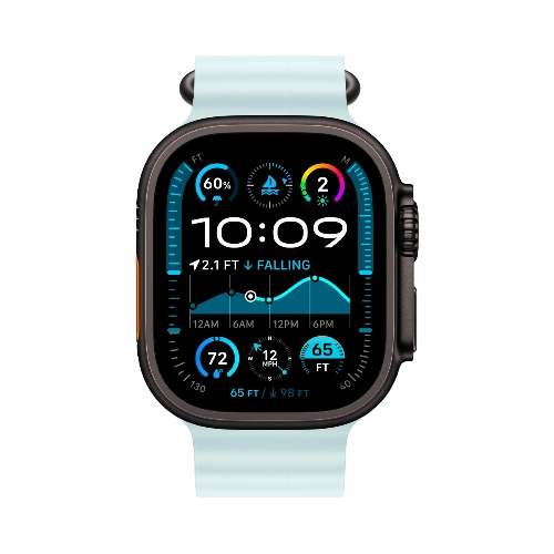 Apple Watch Ultra 2 (2024) GPS + Cellular 49 мм Black Titanium Case with Ice Blue Ocean Band Small