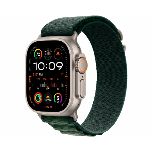 Apple Watch Ultra 2 (2024) GPS + Cellular 49 mm Natural Titanium Case with Dark Green Alpine Loop Small