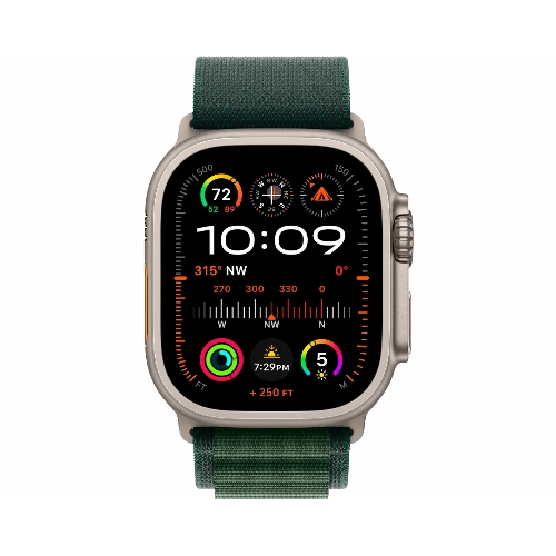 Apple Watch Ultra 2 (2024) GPS + Cellular 49 mm Natural Titanium Case with Dark Green Alpine Loop Large