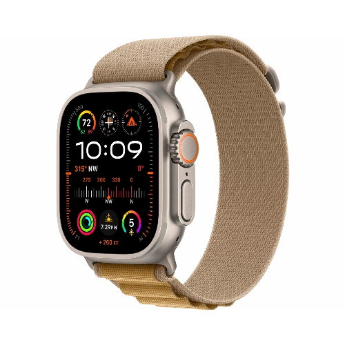 Apple Watch Ultra 2 (2024) GPS + Cellular 49 mm Natural Titanium Case with Tan Alpine Loop Small