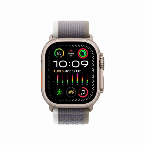 Apple Watch Ultra 2 GPS + Cellular, 49 мм, корпус из титана, ремешок Trail зеленого/серого цвета, размер S/M