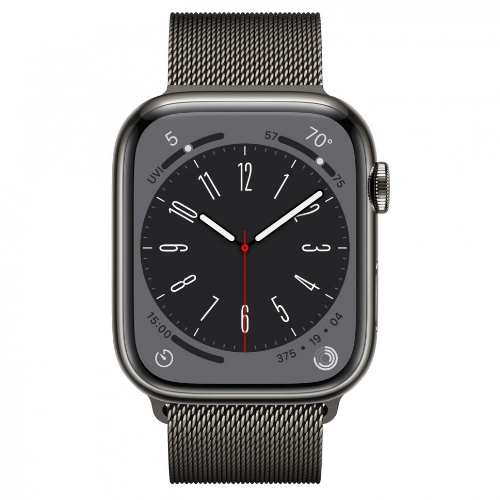 Умные часы Apple Watch Series 8 45 мм Graphite Stainless Steel with Graphite Milanese Loop, размер R