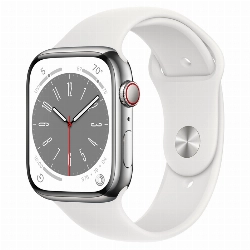 Умные часы Apple Watch Series 8 45 мм Silver Stainless Steel Case with White Sport Band, размер S/M