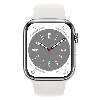 Умные часы Apple Watch Series 8 45 мм Silver Stainless Steel Case with White Sport Band, размер S/M