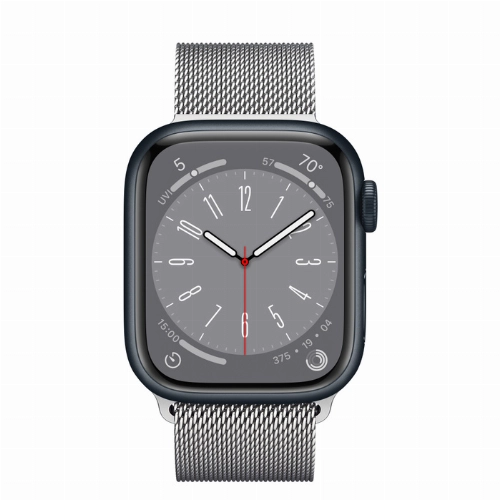 Умные часы Apple Watch Series 8 41 мм Midnight Aluminium Case with Silver Milanese Loop, размер R