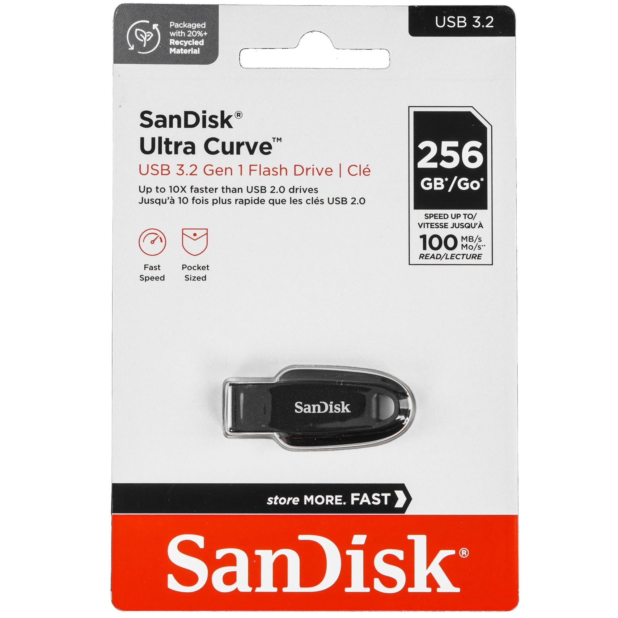 SanDisk USB Drive 256GB CZ550 Ultra Curve, USB 3.2 Black (SDCZ550-256G-G46)